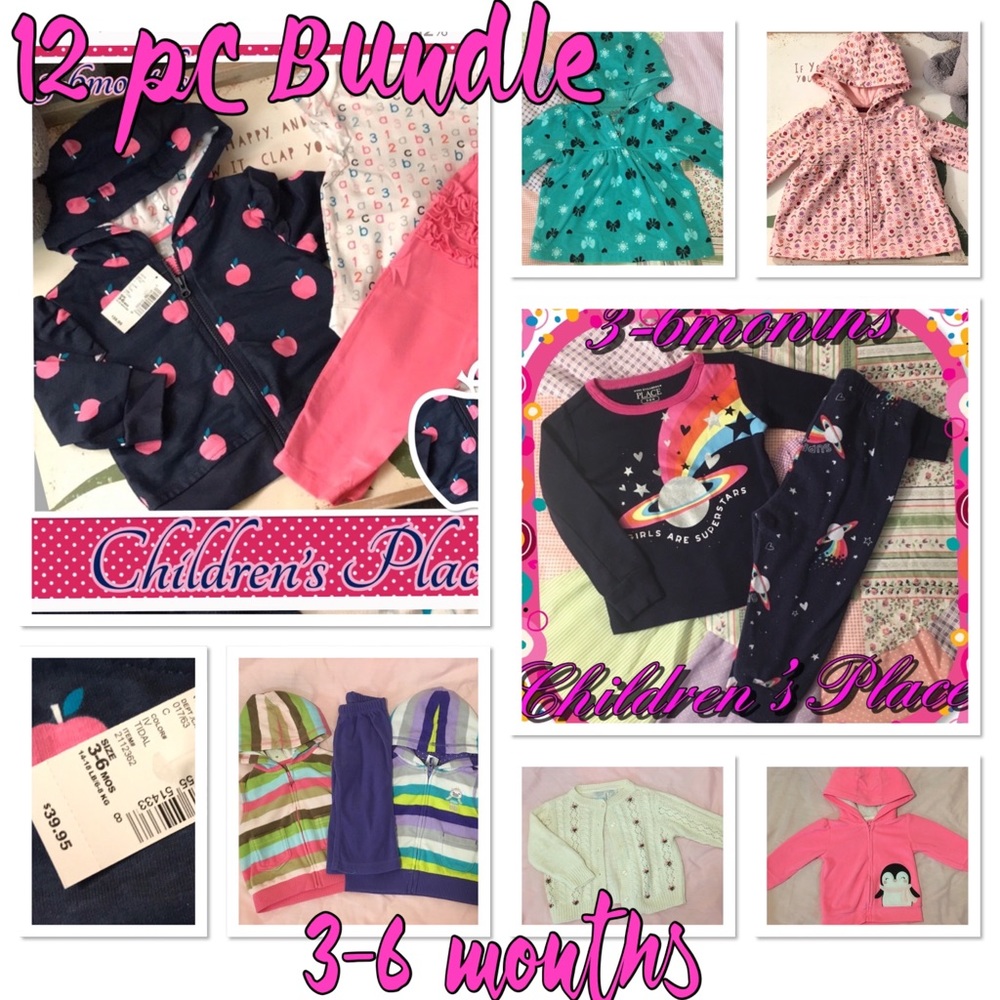 12 PC Baby Girl Bundle size 3-6 months - Picture 1 of 8